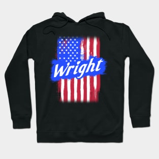 American Flag Wright Family Gift For Men Women, Surname Last Name Hoodie